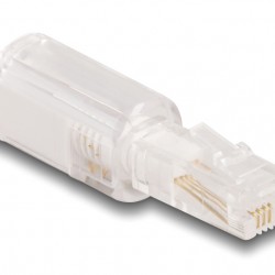 DELOCK βύσμα τηλεφώνου RJ10 88169, 360° περιστρεφόμενο, διάφανο-λευκό