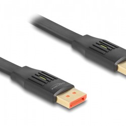 DELOCK καλώδιο DisplayPort 81006, flat, 8K/60Hz 32.4 Gbps HDR, 2m, μαύρο