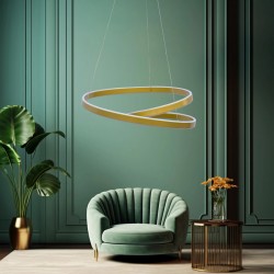 POWERTECH LED φωτιστικό οροφής HLL-0155, 25W, 4000K, Φ40cm, 1m, χρυσό