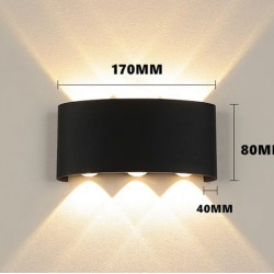 POWERTECH LED φωτιστικό τοίχου HLL-0161, 6W, 4000K, 510lm, IP65, μαύρο