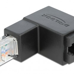 DELOCK αντάπτορας RJ45 86423, CAT 6 UTP, γωνιακός 90°, μαύρος