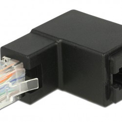 DELOCK αντάπτορας RJ45 86424, CAT 6 UTP, γωνιακός 90°, μαύρος
