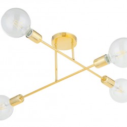 POWERTECH φωτιστικό οροφής HLL-0150, 4x E27, μεταλλικό, χρυσό