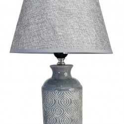 POWERTECH επιτραπέζιο φωτιστικό HLL-0142, E27, κεραμική βάση, γκρι