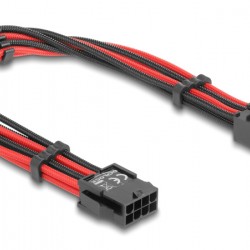DELOCK καλώδιο 8 pin σε 6+2 pin PCIe 80975 με υφασμάτινη επένδυση, 30cm