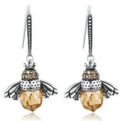 BAMOER σκουλαρίκια κρεμαστά YIE230-A, κυβική ζιρκόνια, ασήμι 925, ασημί