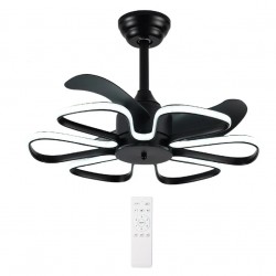 POWERTECH ανεμιστήρας οροφής HLL-0174 με LED φως, 96W, Φ55x35cm, μαύρος