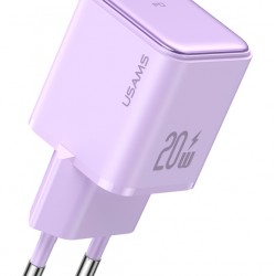 USAMS φορτιστής τοίχου US-CC183, USB-C θύρα εξόδου, 20W PD, μωβ