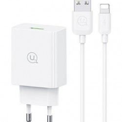 USAMS φορτιστής τοίχου SCXLTZ03 με καλώδιο Lightning, USB, 18W, λευκός