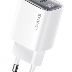 USAMS φορτιστής τοίχου US-CC229, USB & USB-C, 30W, GaN, λευκός