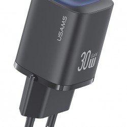 USAMS φορτιστής τοίχου US-CC251, USB-C, 30W, GaN, μαύρος