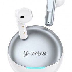 CELEBRAT earphones με θήκη φόρτισης W61, True Wireless, 13mm, 25/200mAh, λευκά