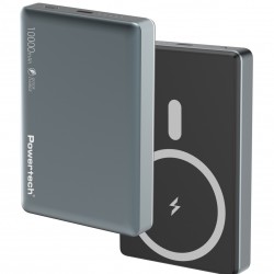POWERTECH power bank PT-1377, 10000mah, magnetic wireless, 20W, γκρι