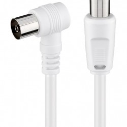 POWERTECH καλώδιο κεραίας RF αρσενικό - RF θηλυκό CAB-V040, γωνιακό, λευκό, 1.5m