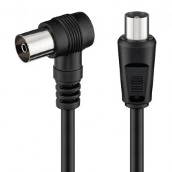 POWERTECH καλώδιο κεραίας RF αρσενικό - RF θηλυκό CAB-V041, γωνιακό, μαύρο, 1.5m