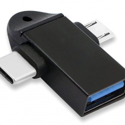 POWERTECH αντάπτορας USB σε USB-C & micro USB CAB-UC090, 5Gbps, μαύρος