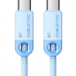 CABLETIME καλώδιο USB-C CT-CM60-PBL, 60W PD, 480Mbps, 1m, μπλε