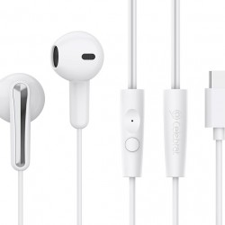 CELEBRAT earphones με μικρόφωνο G37, USB-C σύνδεση, 14.2mm, 1.2m, λευκά
