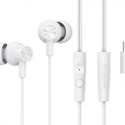 CELEBRAT earphones με μικρόφωνο G38, USB-C σύνδεση, 10mm, 1.2m, λευκά