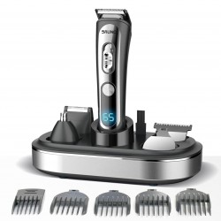 BRUNO κουρευτική/ξυριστική μηχανή 5 σε 1 BRN-0221, επαναφορτιζόμενη, ψηφιακή ένδειξη, black-inox, σετ 16τμχ