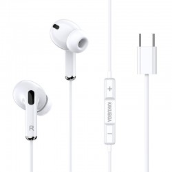 KAKUSIGA earphones με μικρόφωνο KSC-727, USB-C σύνδεση, 14.2mm, 1.2m, λευκά