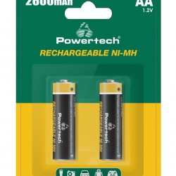 POWERTECH επαναφορτιζόμενες μπαταρίες NI-MH PT-1404, AA, 2600mah, 1.2V, 2τμχ
