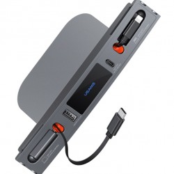 USAMS φορτιστής αυτοκινήτου US-SJ649 για Tesla(3/Y), με 2x καλώδια, USB/USB-C θύρες, 60W, γκρι