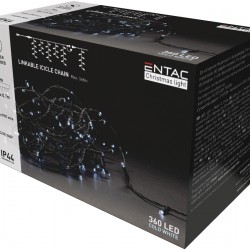 Entac Χριστουγεννιάτικα Λαμπάκια Επέκταση IP44 360 LED Βροχή Ψυχρό 8m (Χωρίς Τροφοδοτικό)