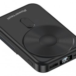 POWERTECH power bank με οθόνη PT-1416, 10000mah, magnetic wireless, 22.5W, μαύρο