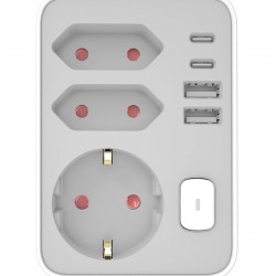 Technik Professional Πρίζα Επέκτασης 3 Θέσεων + 2 x USB-C + 2 x USB-A + Διακόπτης