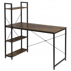 HOME USE γραφείο HUH-0249 με ραφιέρα, 120x60x122cm, καφέ/μαύρο