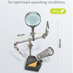 GOOBAY βάση στήριξης πλακέτας 76560 με μεγεθυντικό φακό & θέση για κολλητήρι, 2x βραχίονες, μαύρη