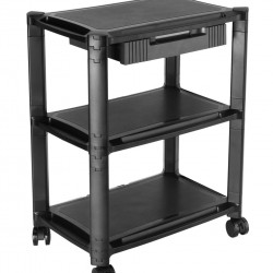 BRATECK ραφιέρα δαπέδου AMS-5L με ροδάκια, 3 ράφια, 50x33x63.5cm, έως 10kg, μαύρη