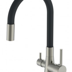 BRUNO μπαταρία πάγκου κουζίνας BRN-0239, τρίοδη, αναμεικτική, μαύρη/ασημί