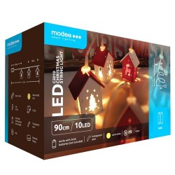 Modee Χριστουγεννιάτικα Διακοσμητικά Φωτατάκια LED Μπαταρίας (10LED/120cm/10cm) Θερμό Λευκό