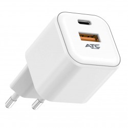 ATC-CHF15 Φορτιστής GaN Ταχείας Φόρτισης με 2 Θύρες USB-A & Type-C 20W