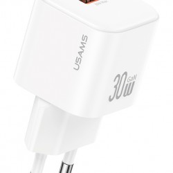 USAMS φορτιστής τοίχου CC263, USB & USB-C, 30W, GaN, λευκός