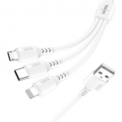 KAKUSIGA καλώδιο USB σε USB-C/Lightning/Micro USB KSC-997, 5A, 1.2m, λευκό