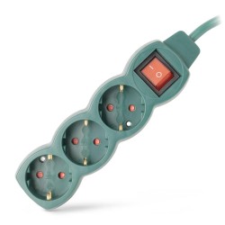 Entac Πολύπριζο 3 Θέσεων με Διακόπτη S1 3G1.5 Πράσινο 3m 
