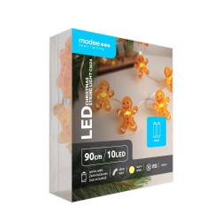Modee Χριστουγεννιάτικα Διακοσμητικά Φωτάκια LED με Μπαταρία (10LED/120cm/10cm) Θερμό Λευκό
