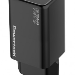 POWERTECH φορτιστής τοίχου PT-1501, USB/USB-C, 65W, GaN, μαύρος