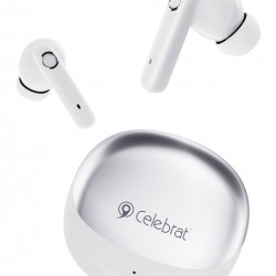 CELEBRAT earphones με θήκη φόρτισης W71, True Wireless, 10mm, 30/200mAh, λευκά