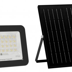 POWERTECH LED ηλιακός προβολέας PT-1461 με τηλεχειριστήριο, 30W, 4000K, 400lm, IP66