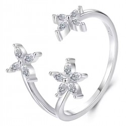 BAMOER δαχτυλίδι BSR710-E με κυβική ζιρκόνια, ανοιγόμενο, ασήμι 925, ασημί