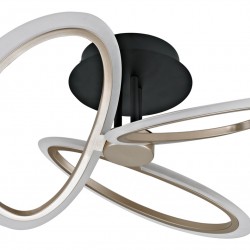 POWERTECH LED φωτιστικό οροφής HLL-0206, 40W, 4000K, Φ53x26cm, οπάλ χρυσό/μαύρο