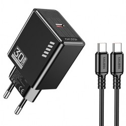 KAKUSIGA φορτιστής τοίχου KSC-1242 με καλώδιο USB-C, USB-C, 30W, μαύρος