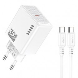 KAKUSIGA φορτιστής τοίχου KSC-1242 με καλώδιο USB-C, USB-C, 30W, λευκός
