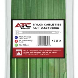 ATC Δεματικά 2.5x100mm Νάιλον Πράσινα 100τμχ Σακουλάκι