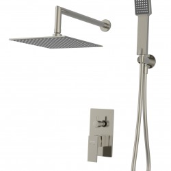 BRUNO σετ κεφαλή ντους με τηλέφωνο BRN-0264, αναμεικτική, εντοιχισμού, ασημί