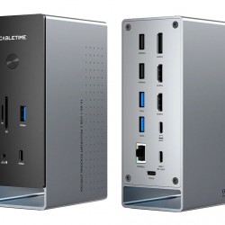 CABLETIME docking station CT-DK181-AG, 16 θυρών, USB-C σύνδεση, 100W PD, 1000Mbps, MST, γκρι